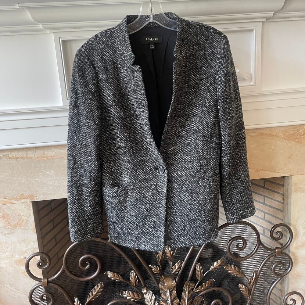 Talbots Petite Polyester/Wool Blend One Button Blazer Sz 12P